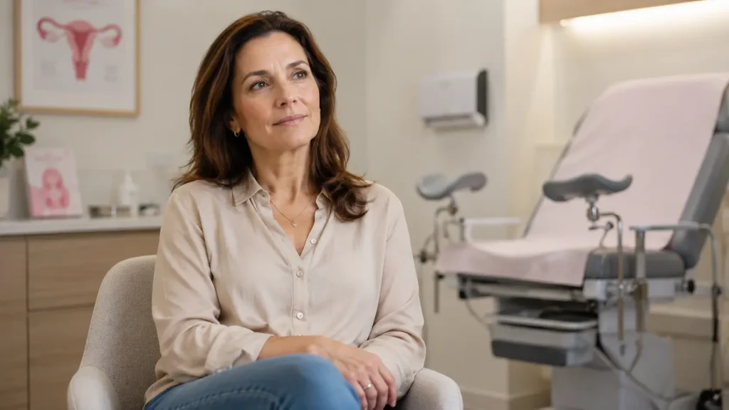 mulher de 40 anos cuidando da saúde com consciência e prevenção